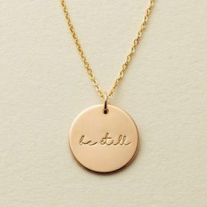 NEW ''Be Still'' Gold Coin Disc Charm Necklace